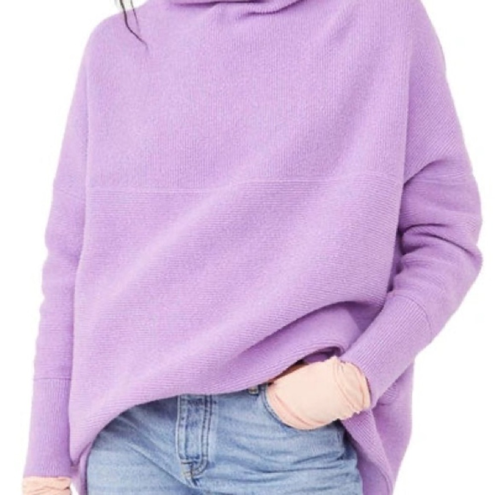 Free People Ottoman Lavender Slouchy, Ribbed Sweater Tunic Size S